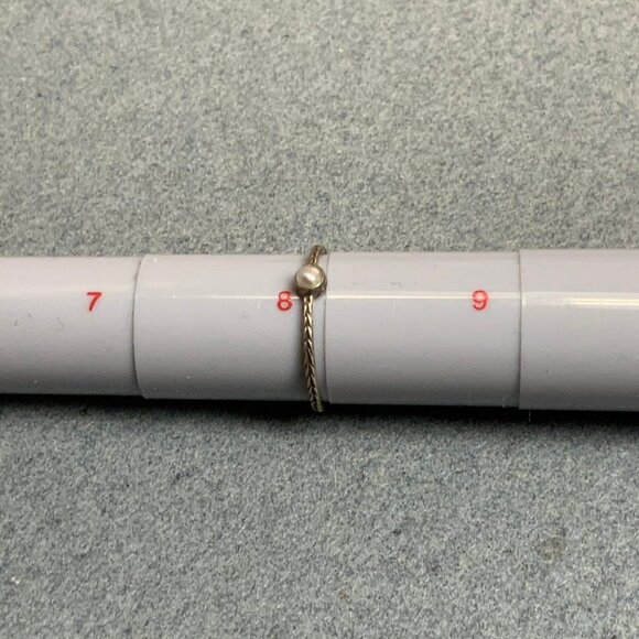 Braided Laurel Band Ring Size 8 Pearl Silver Retro Vintage Classic Elegant Gift - Picture 3 of 5